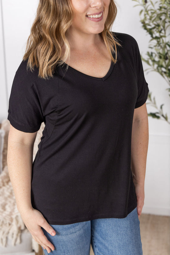IN STOCK Bamboo V Neck Tee - Black