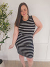 IN STOCK Mariah Ribbed Dress - Black Stripes