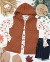 Heather Geometric Hooded Vest - Rust