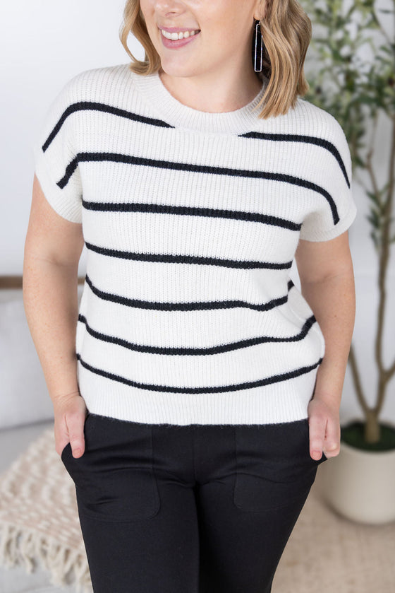 IN STOCK Striped Sweater Top - Ivory
