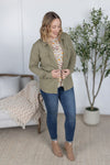 IN STOCK Thermal Knit Button Top - Light Olive