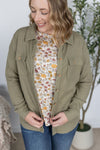 IN STOCK Thermal Knit Button Top - Light Olive