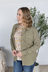 IN STOCK Thermal Knit Button Top - Light Olive