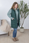 IN STOCK Harlow Long Vest - Hunter Green