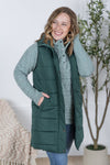 IN STOCK Harlow Long Vest - Hunter Green