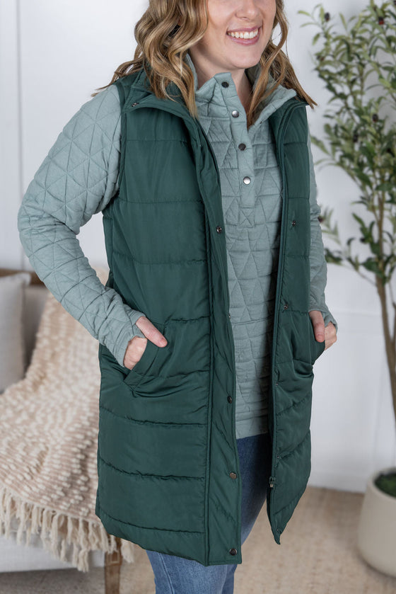 IN STOCK Harlow Long Vest - Hunter Green