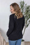 IN STOCK Corrine Ribbed Pullover Top - Black