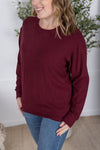 IN STOCK Corrine Ribbed Pullover Top - Burgundy