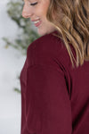 IN STOCK Corrine Ribbed Pullover Top - Burgundy