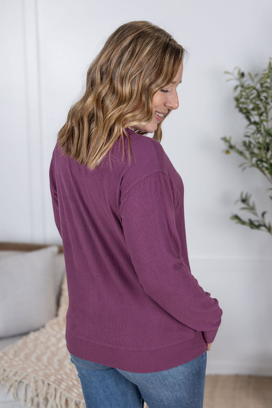 IN STOCK Corrine Ribbed Pullover Top - Plum