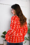 Red Hot Ruffles Woven Blouse