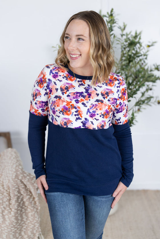 IN STOCK Natalie Pullover - Autumn Purple Abstract and Navy