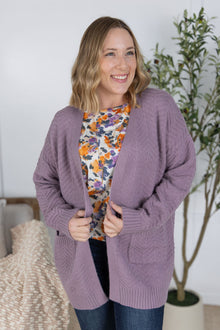  IN STOCK Billie Open Knit Cardigan - Dusty Purple