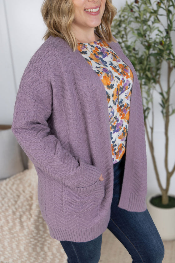 IN STOCK Billie Open Knit Cardigan - Dusty Purple