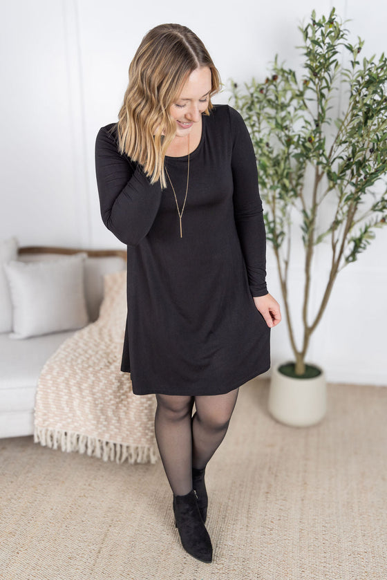 IN STOCK Savannah Bamboo Swing Dress - Black