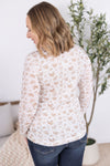 IN STOCK Button Snap Henley Top - Tan Micro Floral