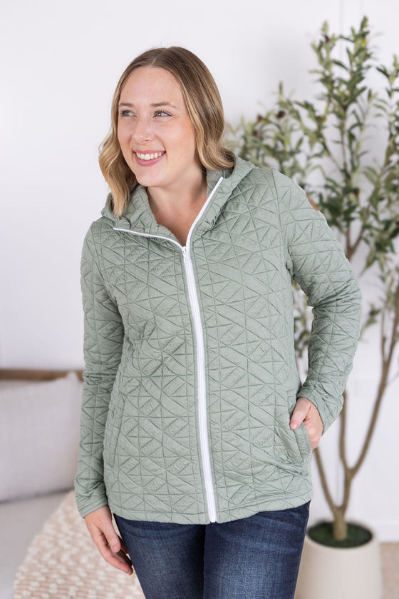 IN STOCK Geometric Fullzip Hoodie - Sage