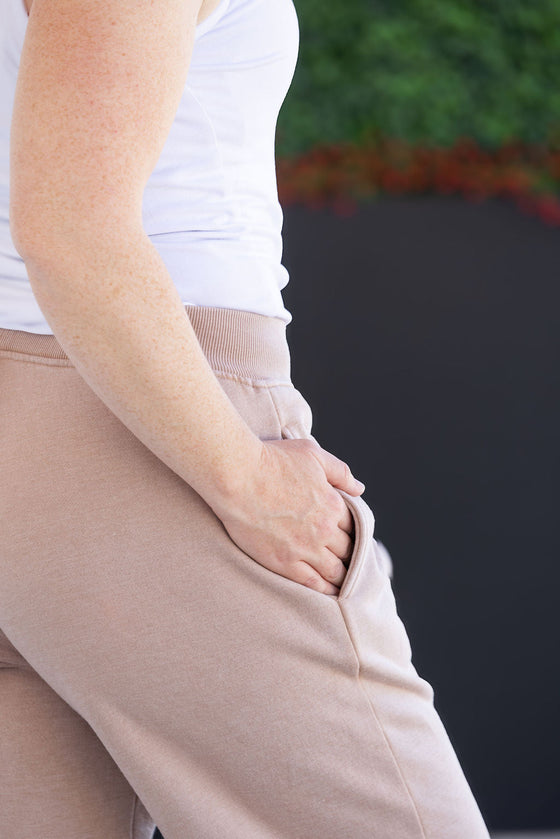 IN STOCK Wide Leg Vintage Wash Bottoms - Tan