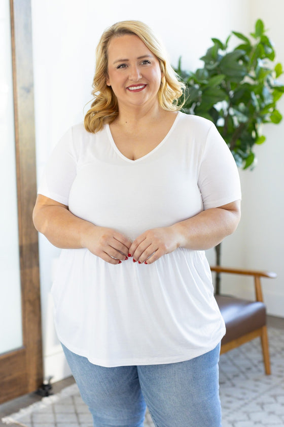 IN STOCK Sarah Ruffle Short Sleeve - White | Women's Top