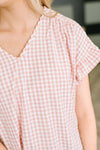 A Different Side Of Me Gingham Blouse in Dusty Rose