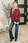 Always True Drop Shoulder Pullover in Dark Burgundy