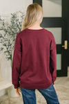 Always True Drop Shoulder Pullover in Dark Burgundy