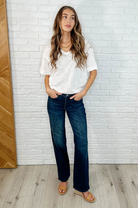 Basic Instinct Drop Shoulder V-Neck Tee in Ivory