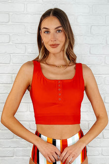  Bermuda Snap Up Swim Top in Red