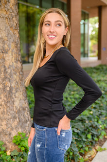  Can You Believe It Basic Long Sleeve Top In Black