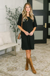 Casual Curtsy Relaxed T-Shirt Dress in Black
