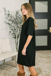 Casual Curtsy Relaxed T-Shirt Dress in Black