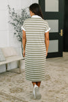 Casual Day Split Neck Midi Dress