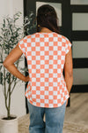 Check Hers Round Neck Top in Orange