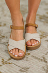 Chester Platform Nubuck Wedge Sandals in Cream