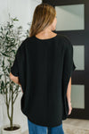 Coastal Ease V-Neck Top in Black