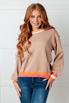  Conversational Moment Striped Trim Sweater