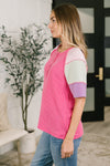 Cozy Collage Color Block Henley Top