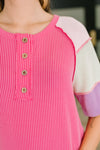 Cozy Collage Color Block Henley Top