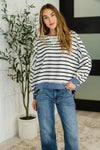 Cute in Comfort Crew Neck Pullover in White, Black and Denim