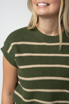 Striped Sweater Top - Olive and Tan