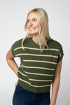 Striped Sweater Top - Olive and Tan