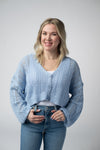 Callie Cropped Cardigan - Sky Blue