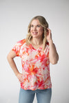 Raelynn V-Neck Top - Sunset Tropical Floral