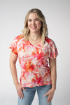Raelynn V-Neck Top - Sunset Tropical Floral