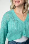 Callie Cropped Cardigan - Aqua