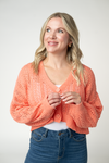 Callie Cropped Cardigan - Melon