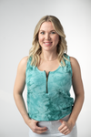 Mila Zipper Tank - Teal Tie Dye
