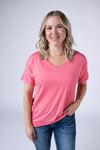Chloe Cozy Tee - Sun Kissed Coral