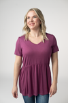 Sarah Ruffle Short Sleeve - Mulberry