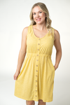 Beverly Button Dress - Yellow